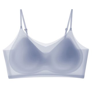 宜而爽聚拢美背夏季运动风抹胸透气女士及胸无钢圈冰丝舒适内衣文胸 蓝色 2XL 38/85ABC