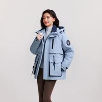 森马 冬季中长款防护羽绒服女收腰保暖工装风户外厚外套