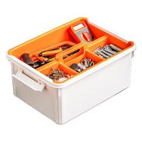 禧天龙（Citylong）工具收纳箱零件螺丝储物盒车载后备收纳箱户外露营收纳箱 透明白+橘红隔板【30*40*19cm】