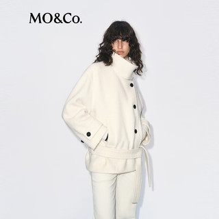 MO&Co.毛呢外套2025冬绵羊毛圈圈呢复古高领侧襟低腰腰带MBE4COT029 米白色 XS /155