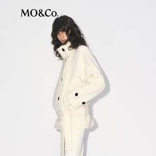MO&Co.毛呢外套2025冬绵羊毛圈圈呢复古高领侧襟低腰腰带MBE4COT029 米白色 XS /155
