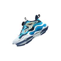 361°童鞋男童运动鞋皮面旋钮扣儿童休闲鞋冬季中大童鞋子 深石蓝色/石青蓝色/羽毛白 37