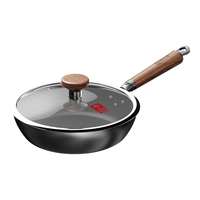康巴赫仿生不粘煎锅家用无涂层炒菜锅电磁炉燃气灶通用平底铁锅 仿生煎锅28CM+花梨木锅铲