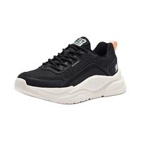 鸿星尔克休闲鞋女轻便透气软底运动慢跑时尚百搭款鞋子女|织云 正黑/橡芽白 38