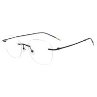 明月镜片 逸夫多边无框眼镜架配镜近视眼镜6324 C2亮银色单镜架 C2亮银色|单镜架