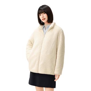 雪中飞摇粒绒外套女2025秋冬立领保暖上衣 2.0白色    S   