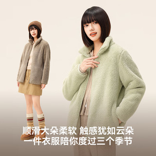雪中飞摇粒绒外套女2025秋冬立领保暖上衣 2.0白色    S   