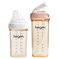 HEGEN奶瓶新生儿宽口多功能易清洗耐摔PPSU奶瓶大宝宝奶瓶 240ml奶瓶+330ml吸管杯（粉色）