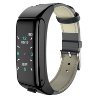 智能手机通用智能手环蓝牙耳机二合一可通话多功能运动计步器腕表 黑皮【高清通话听歌+多功能】