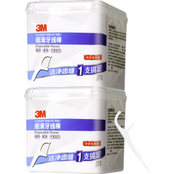 3M 细滑牙线棒家庭装牙齿牙缝清洁护理无味强韧牙签牙线150支*2盒