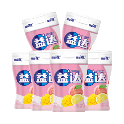 益达 无糖口香糖混合味约70粒98g*6（粉瓶） 休闲零食糖果 清新口气糖