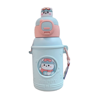天喜（TIANXI）儿童保温杯316不锈钢水杯男女孩宝宝宿舍带吸管杯子水杯壶 蓝色北极熊500ml+3d贴纸