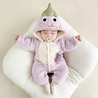 贝贝怡 Bornbay 婴儿连体衣秋冬新生儿加厚男女宝宝保暖冬季连帽爬服超萌加绒衣服
