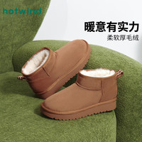 热风（Hotwind）加厚雪地靴女鞋2025年冬季复古休闲东北棉鞋小个子厚底短靴子 14粉红 40