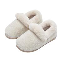 优调棉拖鞋女居家防滑老人毛毛绒保暖包跟月子棉鞋室内拖鞋秋冬 奶油白 40-41
