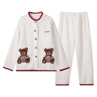 ROVO睡衣秋冬产后加绒加厚月子服半边绒哺乳孕期保暖家居服套装 桃夭粉【半边绒300克 A类优品】 L