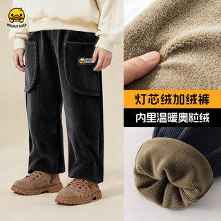 WALNUT DUCK【加绒保暖】小黄鸭儿童加绒卫裤冬季男童女童秋冬加厚保暖裤子 黑色加绒 120
