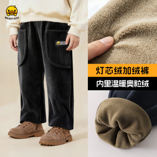 WALNUT DUCK【加绒保暖】小黄鸭儿童加绒卫裤冬季男童女童秋冬加厚保暖裤子 黑色加绒 120