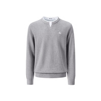 navigare 意大利小帆船假两件圆领毛衣男士2025秋季复古休闲通勤针织衫 知更雀灰