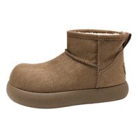 西遇（Westlink）厚底雪地靴女2025冬季卡皮巴拉圆头短靴保暖加厚加绒棉鞋 卡色 12.19 35 (225)