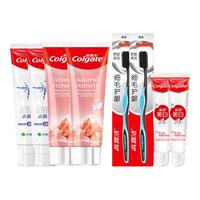 Colgate/高露洁 去黄亮白 牙膏 牙刷 留兰120g*2+喜马盐120g*2+白桃40g*2+细毛*2 薄荷味