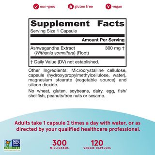  Jarrow FORMULAS/杰诺 舒缓身体精神疲劳 抗压胶囊  120粒 瓶装 300mg