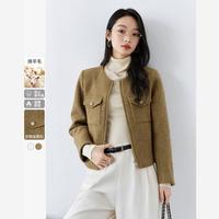 【含绵羊毛小香风毛呢外套】秋冬款宽松百搭休闲衣身夹棉保暖上衣