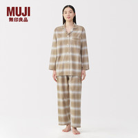 MUJI 無印良品 无印良品（MUJI）女式无侧缝法兰绒睡衣女士家居服女款纯棉25年冬季套装