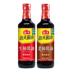 海天 酿造酱油 酱油套装  海天生抽500ml+海天老抽500ml 500ml、500ml 塑料瓶装