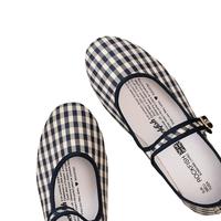 韩国rockfish玛丽珍鞋奶奶鞋平底布鞋复古格纹百搭舒适MJCNY