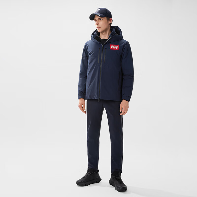 HELLY HANSEN, H/H海丽汉森hh25滑雪队复刻防水透湿recco系统保暖多口袋鸭绒羽绒服 藏青色 挪威队 XL