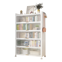 摩霄钢制书架置物架书柜儿童客厅落地多层带门铁艺收纳储物柜三层60