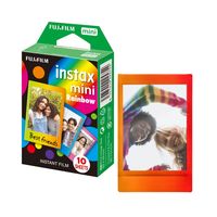 富士拍立得相纸mini3寸花边彩虹爱心流光卡通糖霜人鱼黑胶拍照