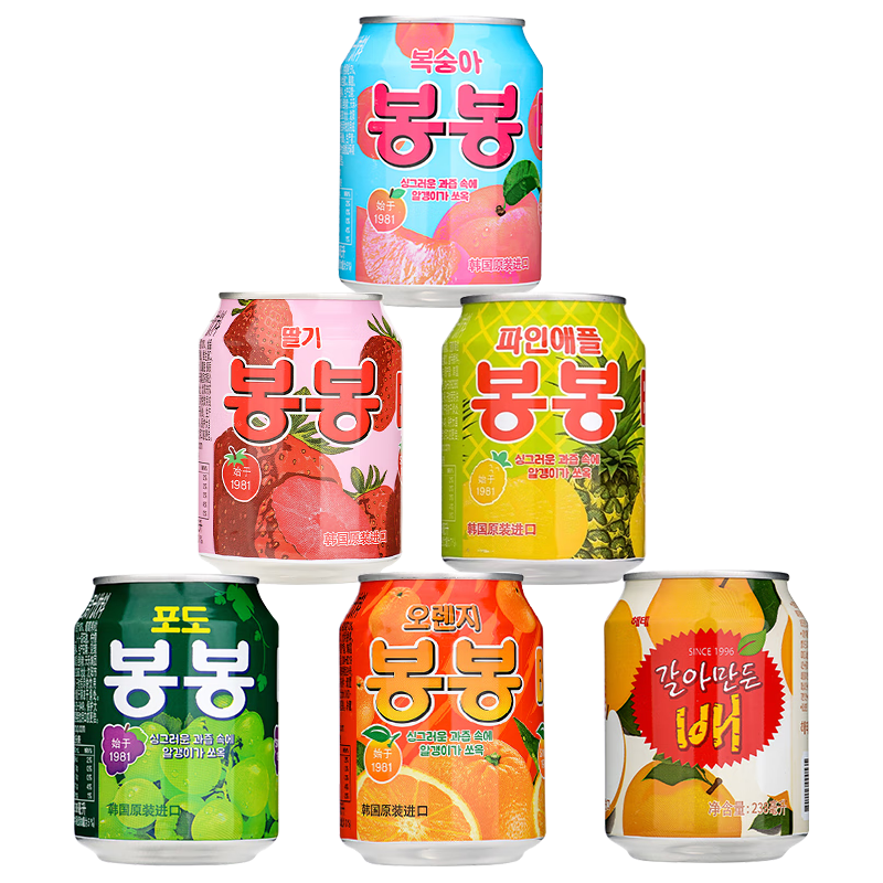 ace 海太 饮料韩国饮料饮品葡萄汁果肉饮料果汁果粒混合口味6瓶装