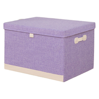 吕笑衣服收纳箱家用整理衣柜衣物被子折叠盒储物柜筐布艺箱子 紫色特大50*40*30