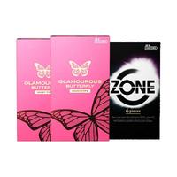 日本jex捷古斯zone6片安全套+蝴蝶加倍润滑12片2盒避孕套