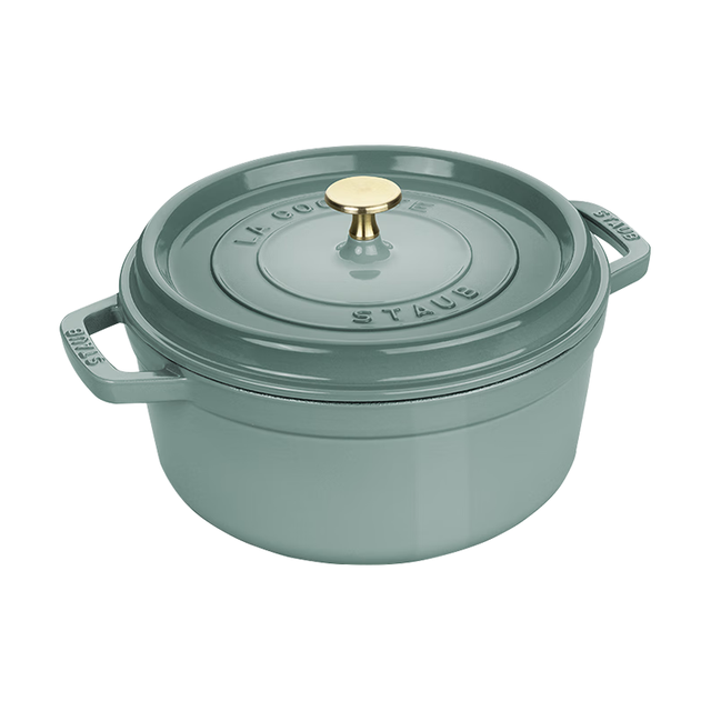 staub 珐宝 法国进口珐琅铸铁锅双耳煲汤锅烹饪锅具尤加利绿色22cm 1025321
