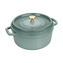 staub 珐宝 法国进口珐琅铸铁锅双耳煲汤锅烹饪锅具尤加利绿色22cm 1025321