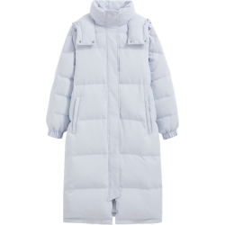 Gap 女装秋冬款立领连帽长款羽绒服纯色简约保暖外套680505