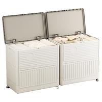 邦尼美家塑料收纳箱免安装大容量翻盖衣物整理箱家用带轮被子超大储物箱柜 奶白色1个装【一拉即用 免安装】 超大172L容量收纳