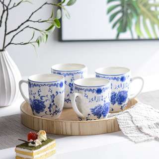 茶杯陶瓷带把水杯瓷杯杯瓷喝水瓷器杯瓷器茶碗家用杯子套装茶具