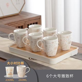 茶杯陶瓷带把水杯瓷杯杯瓷喝水瓷器杯瓷器茶碗家用杯子套装茶具