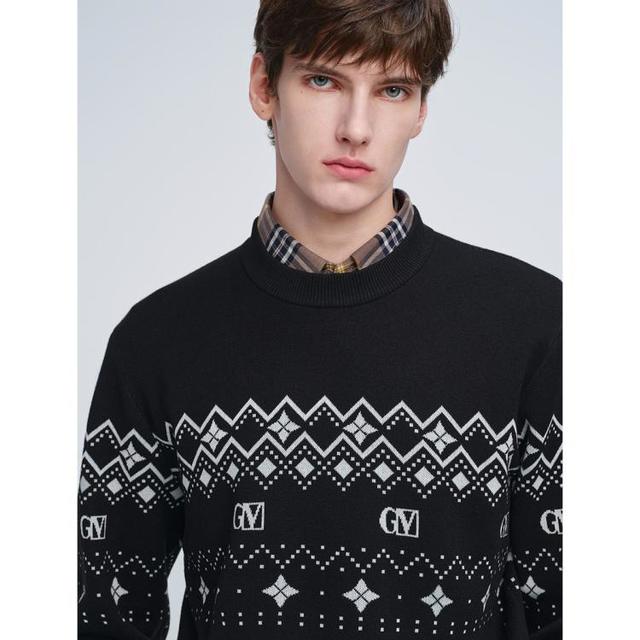 GIOVANNI VALENTINO 25年秋冬新款费尔岛复古风圆领长袖保暖男士羊毛衫