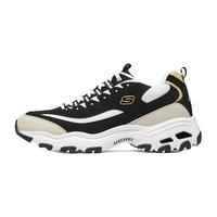 斯凯奇(Skechers)秋季运动鞋熊猫鞋加绒保暖男款老爹鞋 男鞋-黑色/金色/BKGD 39