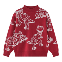 迪士尼（Disney）童装儿童男童保暖抗起球毛衣针织衫2025秋冬季新年装拜马年服 正红恐龙 100