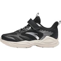 安踏 儿童运动鞋男大童跑步鞋2024秋季革面舒适轻便跑鞋 黑/银-2 40码