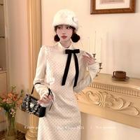 织物猪 千金风波点连衣裙miu系穿搭高级感减龄斗篷长裙两件套-需单拍