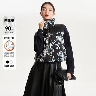 【羽绒马甲】秋冬专柜花朵拼接立领背心外套羽绒服
