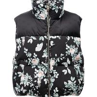 【羽绒马甲】秋冬专柜花朵拼接立领背心外套羽绒服