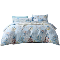 富安娜 家纺 床上四件套纯棉100%纯棉全棉床单被套全棉裸睡床上用品 青弦